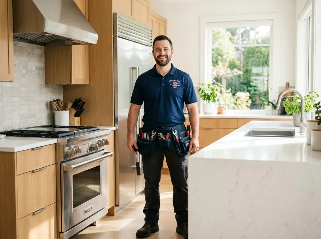 Appliance Repair Hero technician in a Austinville, VA kitchen after an appliance repair